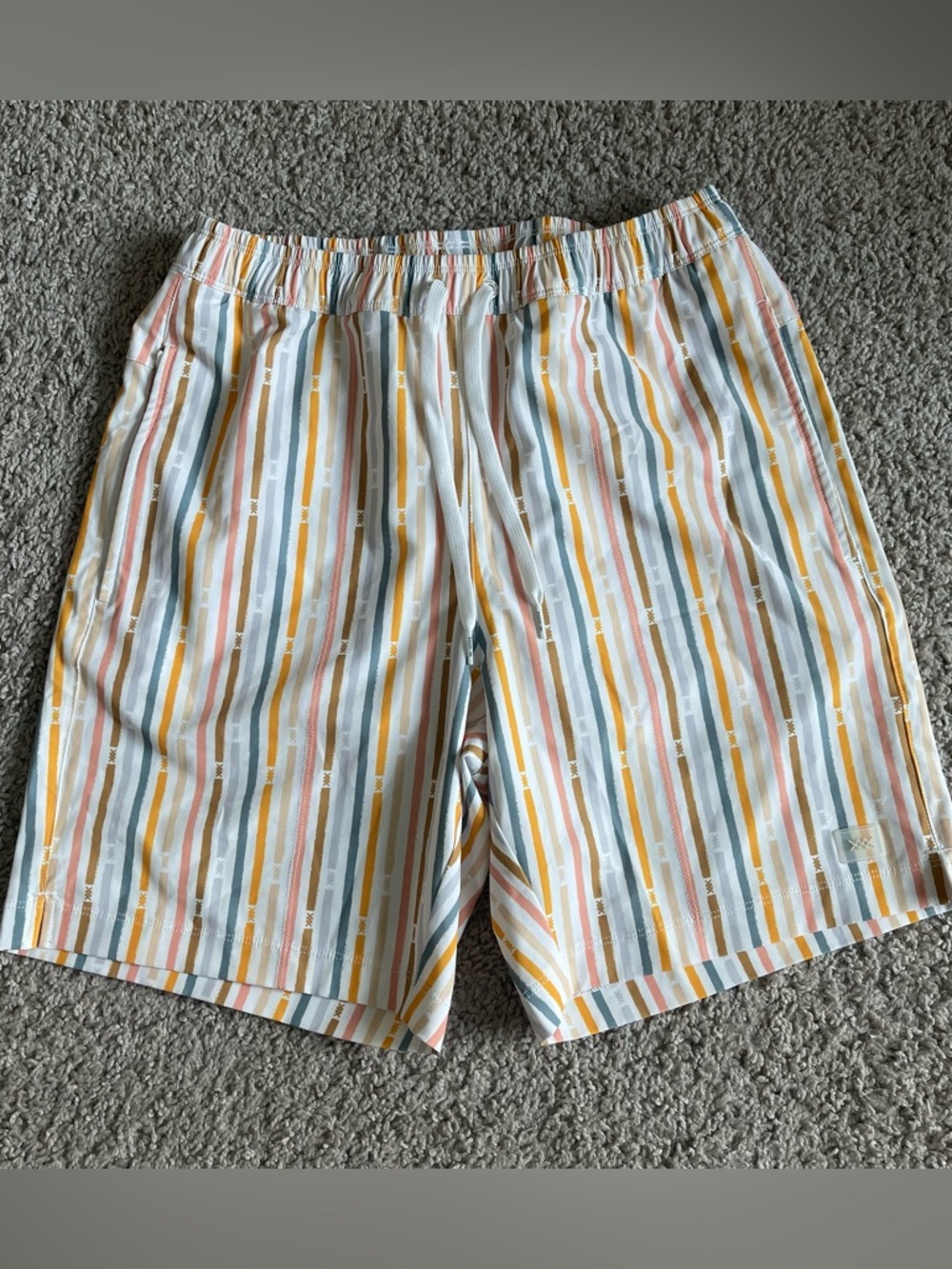 Rhone 7.5 Inch Striped Water Repellent Swim Trunks